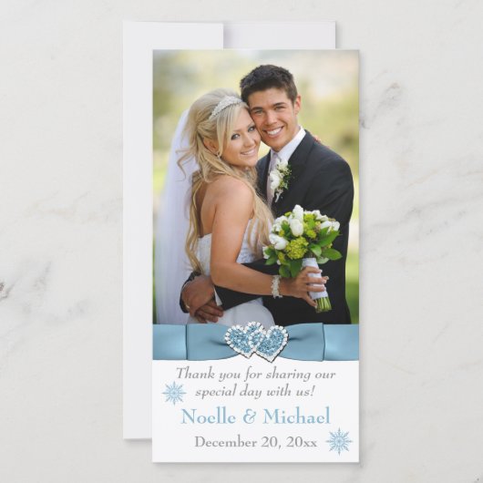 Winter Wonderland Verbundene Herzen Hochzeitskarte Dankeskarte (Vorderseite)