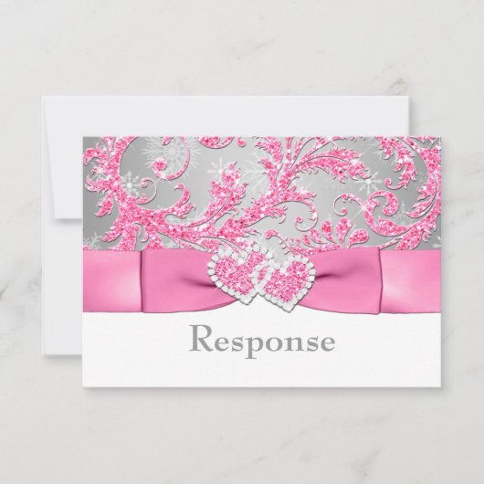 Winter Wonderland Verbundene Herzen UAWG - Rosa RSVP Karte (Vorderseite)