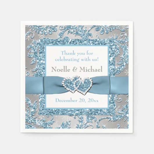 Winter Wonderland, Verbundenes Herz Papier Napkins Serviette (Vorderseite)