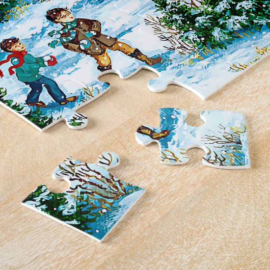 Winter Wonderland Village am Meer Puzzle (Seite)