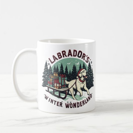Winter Wonderland Vintag Labrador Hund Weihnachten Kaffeetasse (Links)