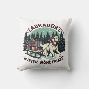 Winter Wonderland Vintag Labrador Hund Weihnachten Kissen