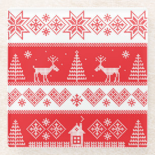 Winter Wonderland: Vintages Nahtloses Design. Glasuntersetzer