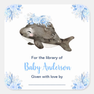 Winter Wonderland Wal-Baby-Shower-Exlibris Quadratischer Aufkleber