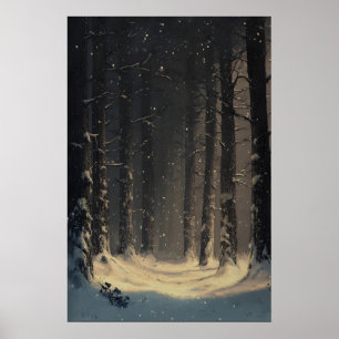 Winter Wonderland Wald Wandkunst Schneelandschaft  Poster