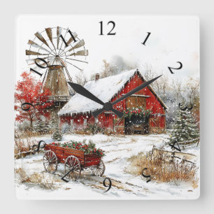 Winter Wonderland Wall Clock Quadratische Wanduhr