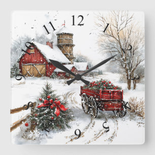 Winter Wonderland Wall Clock Quadratische Wanduhr