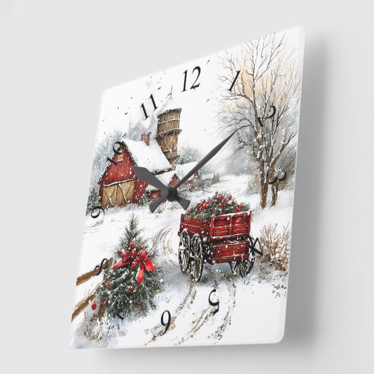 Winter Wonderland Wall Clock Quadratische Wanduhr (Winkel)