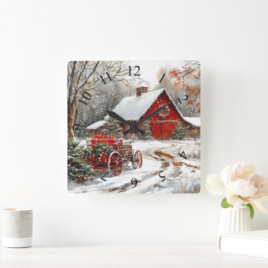 Winter Wonderland Wall Clock Quadratische Wanduhr (Zuhause)