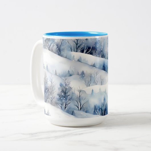 Winter Wonderland Wasserfarbe Artisan Kaffee Tasse (Vorderseite Links)