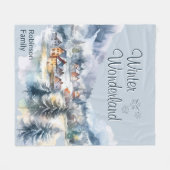 Winter Wonderland Wasserfarbe Custom Fleece Blanko (Vorderseite (Horizontal))