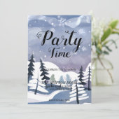 Winter Wonderland Wasserfarbe Weihnachten Einladun Einladung (Stehend Vorderseite)