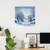 Winter Wonderland - Wasserfarbenwelt Landschaft Poster (Heimbüro)