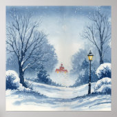 Winter Wonderland - Wasserfarbenwelt Landschaft Poster (Vorne)