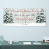 Winter Wonderland Wedding Birch Trees Pine Trees Banner (Messe)