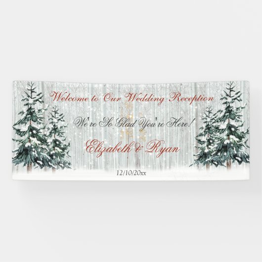 Winter Wonderland Wedding Birch Trees Pine Trees Banner (Horizontal)