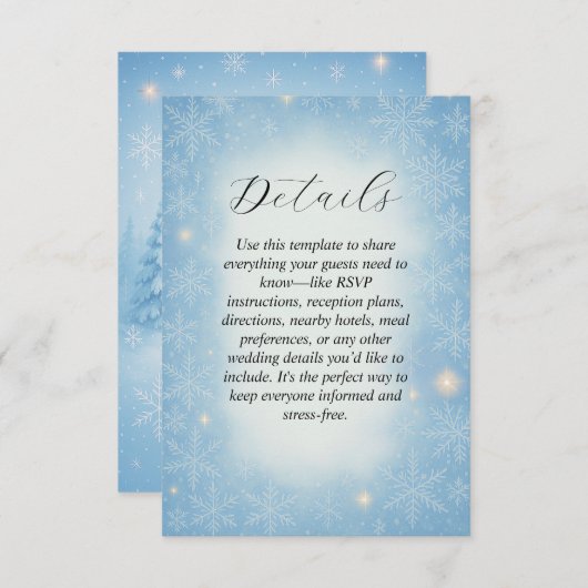 Winter Wonderland Wedding Card Begleitkarte (Vorne/Hinten)