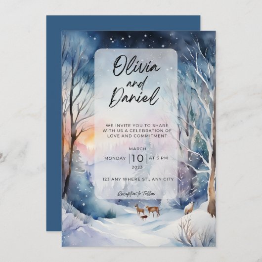 Winter Wonderland Wedding Einladung (Vorne/Hinten)