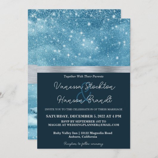 Winter Wonderland Wedding Einladung (Vorne/Hinten)