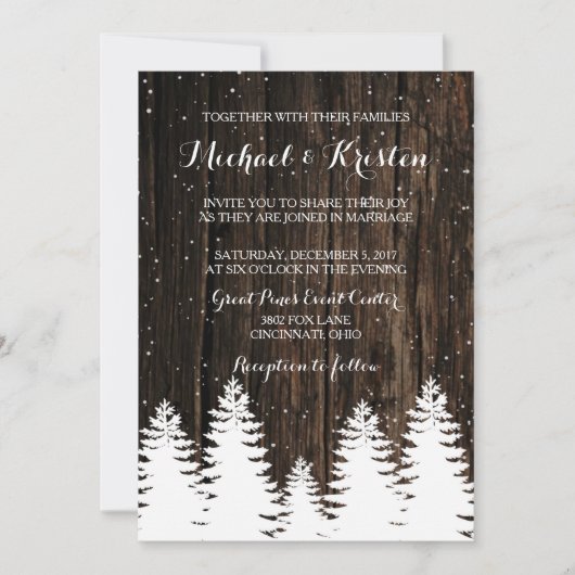 Winter Wonderland Wedding Einladungen (Vorderseite)