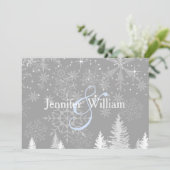 Winter Wonderland Wedding, elegante Einladung (Stehend Vorderseite)