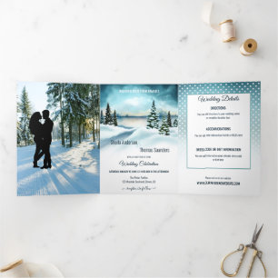 Winter Wonderland Wedding Foto Einladung