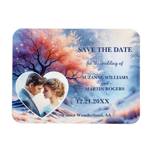 Winter Wonderland Wedding Foto Save the Date Magnet (Horizontal)