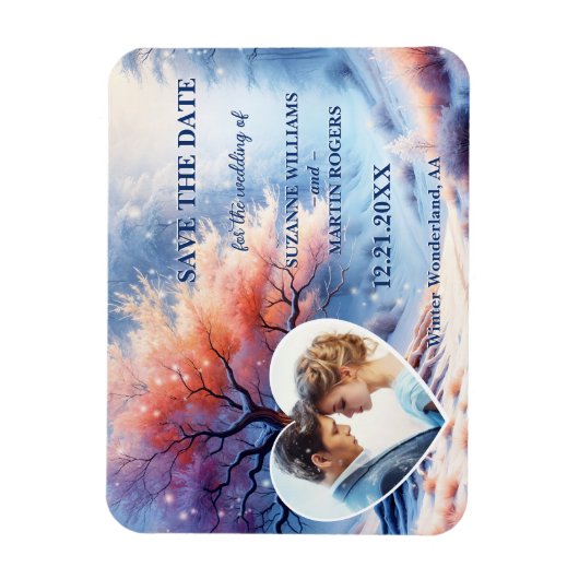Winter Wonderland Wedding Foto Save the Date Magnet (Vertikal)
