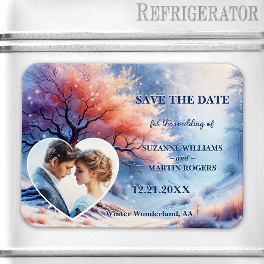 Winter Wonderland Wedding Foto Save the Date Magnet