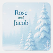 Winter Wonderland Wedding  Quadratischer Aufkleber (Vorderseite)