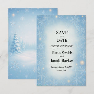 Winter Wonderland Wedding rettet das Datum Einladung