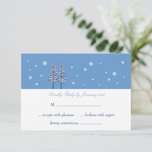 Winter Wonderland Wedding RSVP Card (Stehend Vorderseite)