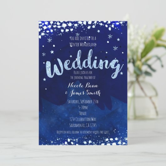 Winter Wonderland WEDDING Starry Sky Einladungen (Stehend Vorderseite)