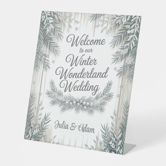 Winter Wonderland Wedding with Calligraphy Text Sockelschild (Vorderseite)
