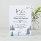 Winter Wonderland Weihnachten Geburtstagsparty Einladung (Stehend Vorderseite)