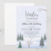 Winter Wonderland Weihnachten Geburtstagsparty Einladung (Vorne/Hinten)