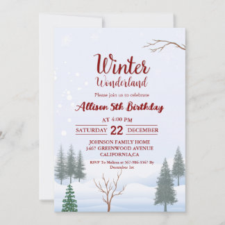 Winter Wonderland Weihnachten Geburtstagsparty Einladung