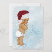 Winter Wonderland Weihnachtsmannmütze Ethnic Boy B Einladung (Vorderseite)