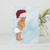 Winter Wonderland Weihnachtsmannmütze Ethnic Boy B Einladung (Stehend Vorderseite)