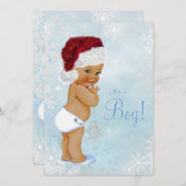 Winter Wonderland Weihnachtsmannmütze Ethnic Boy B Einladung (Vorne/Hinten)