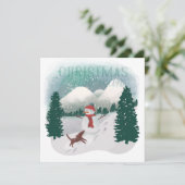 Winter Wonderland - Weihnachtsschneemann Feiertagskarte (Stehend Vorderseite)