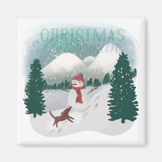 Winter Wonderland - Weihnachtsschneemann Magnet (Vorne)