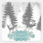 Winter Wonderland Weihnachtssticker - Aquamarin Quadratischer Aufkleber (Vorderseite)