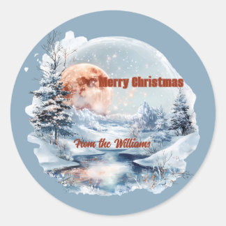Winter Wonderland Weihnachtssticker Runder Aufkleber
