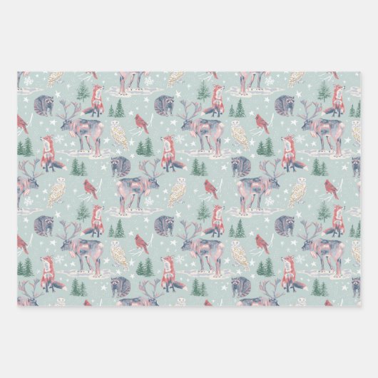 Winter Wonderland Weihnachtswrapping Paper Set Geschenkpapier Set (Vorderseite)