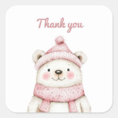 Winter Wonderland White Bären Vielen Dank Quadratischer Aufkleber (Vorderseite)
