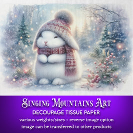 Winter Wonderland White Bunny Decoupage Seidenpapier