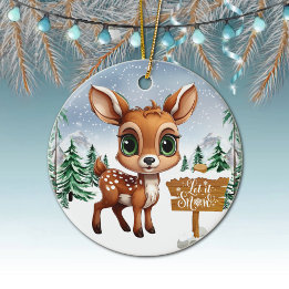 Winter Wonderland Wildlife Deer Holiday Decor 🦌🎄 Keramik Ornament