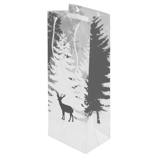 Winter Wonderland Wine Gift Bag - Blau Geschenktüte Für Weinflaschen (Rückseite Schrägansicht)