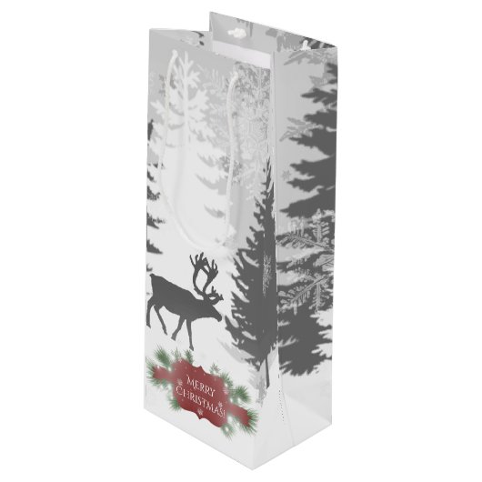 Winter Wonderland Wine Gift Bag - Rot Geschenktüte Für Weinflaschen (Vorderseite Schrägansicht)